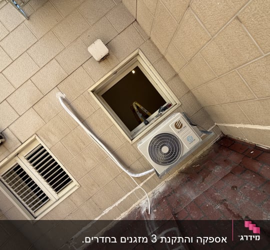 יחידת מיזוג אוויר מותקנת על קיר חיצוני
